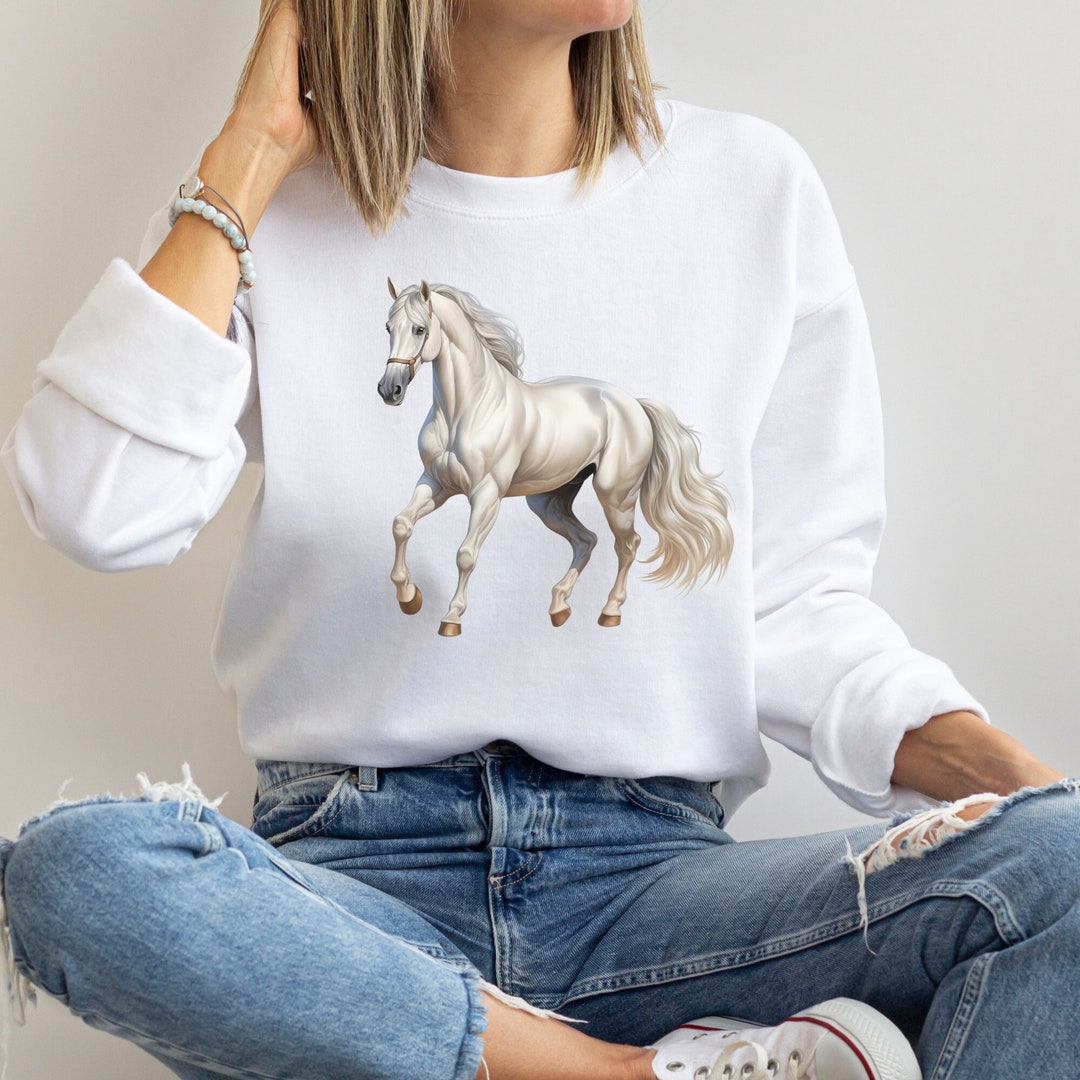 Retro Horse Art Texture Casual Cotton Sweatshirt main image 1