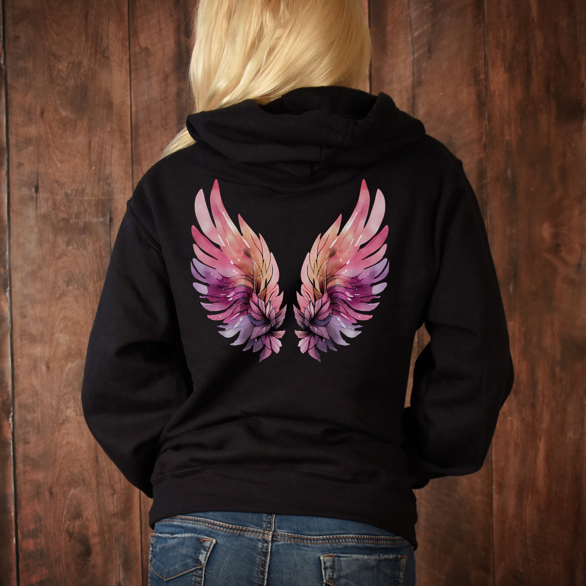 Angel Wings Angel Wings Hoodie Pink Angel Wings Heavy Blend - Etsy Canada