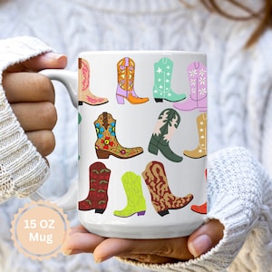 Mugs, Coffee Mug, Cowboy Boots Mug, Cowgirl Boots Mug, Western Graphic, Cute Country Mug, All Over Print Mug, Gift For Her, Western Theme