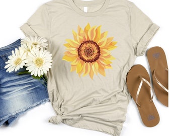 Women's Summer Shirt, Floral Tee Shirt, Sunflower Graphic T-shirt, Sunflower Shirt, Flower Shirt, Sunflower T-shirt, Sunflower Shirts, Gift