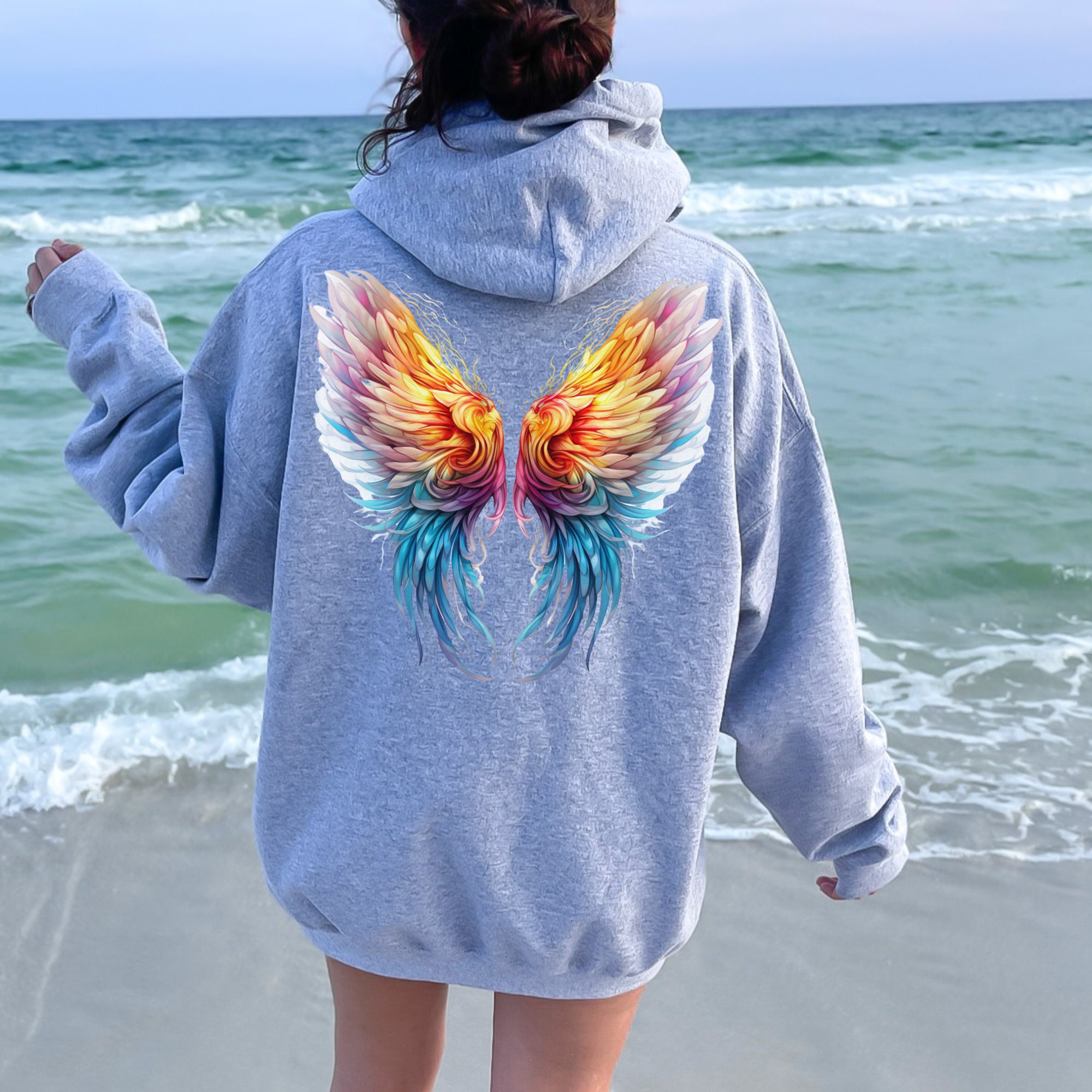 Ombre Angel Wings Hoodie: Heavy Blend Cotton-poly Sweatshirt - Etsy