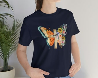Faith T-shirt, Cute Butterfly Tshirt, Insect Tee, Butterfly Shirt, Butterfly Species Apparel, Botanical Clothing, Inspirational Shirt, Tee