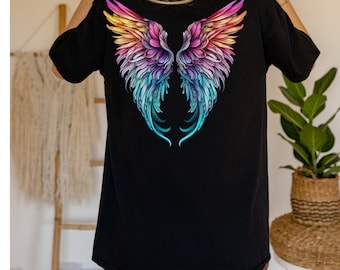Ombre Angel Wings Shirt: Comfort Colors Oversized Tee