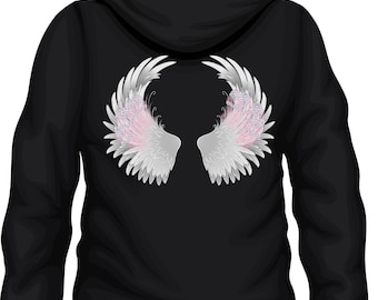 Alas de ángel, sudadera con capucha de alas de ángel, sudadera con capucha rosa, sudadera con capucha de mezcla pesada de alas de ángel rosa, sudadera con capucha de alas, sudadera con capucha de moda, regalo para ella
