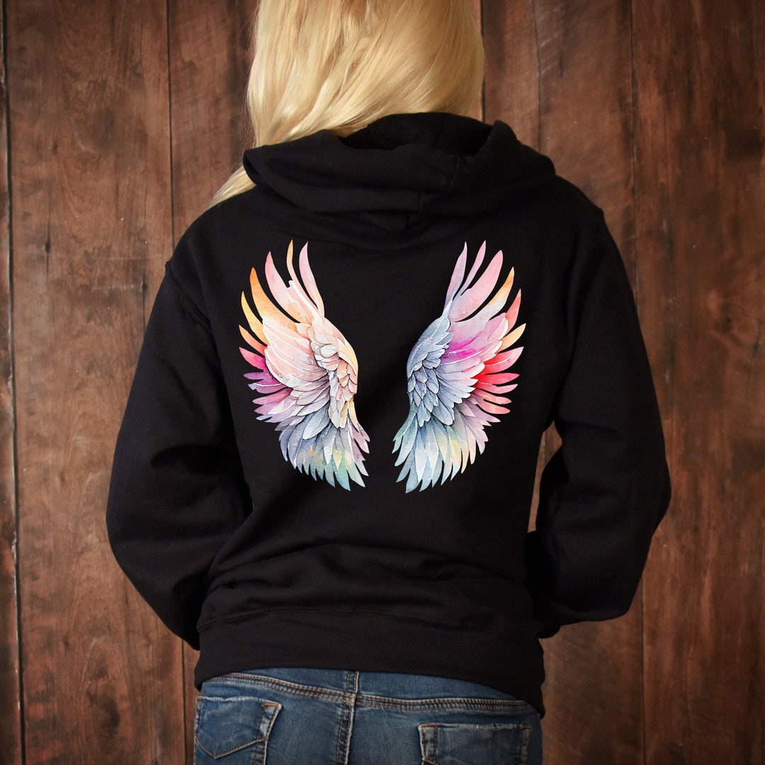 Angel Wings, Angel Wings Hoodie, Blue Angel Wings Heavy Blend Hooded
