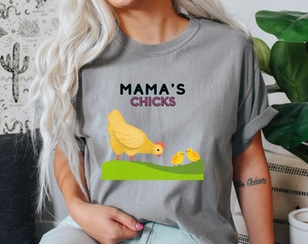 Comfort Colors®, Funny Chicken Shirt, Mama And Her Chicks Shirt For Playful Farmer, Chicken Coop Tee, Dancing Chicken T-Shirt, Gift For Her