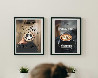 coffee poster, double pack, coffee, sayings, decoration, picture, digital file, inspiration, gift, kitchen, funny sayings, picture, postcard