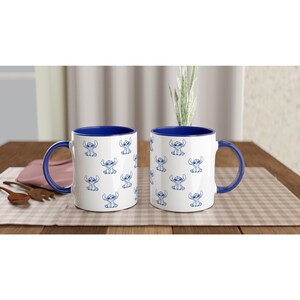 Stitch (Lilo and Stitch - Disney) | White 11oz/325ml Ceramic Mug with Color Inside | Blue image 2