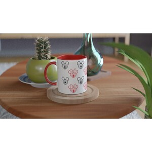 Myszka Miki i Minnie (Disney) | Biały ceramiczny kubek o pojemności 325 ml z kolorowym wnętrzem | Czerwony lub czarny zdjęcie 2