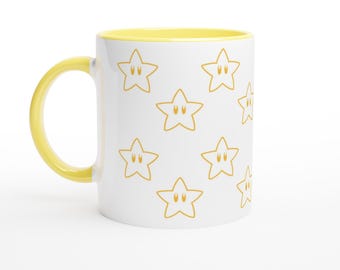 Tazza in ceramica bianca da 325 ml (11 oz) con interno colorato | Giallo o rosso