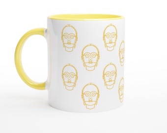 C-3PO (Star Wars) | Tazza in ceramica bianca da 325 ml con interno colorato | Giallo