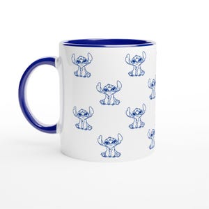 Stitch (Lilo and Stitch - Disney) | White 11oz/325ml Ceramic Mug with Color Inside | Blue image 1