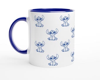Stitch (Lilo and Stitch - Disney) | White 11oz/325ml Ceramic Mug with Color Inside | Blue