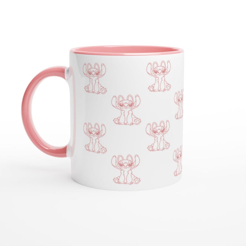 Angel (Lilo and Stitch - Disney) | White 11oz/325ml Ceramic Mug with Color Inside | Pink afbeelding 1