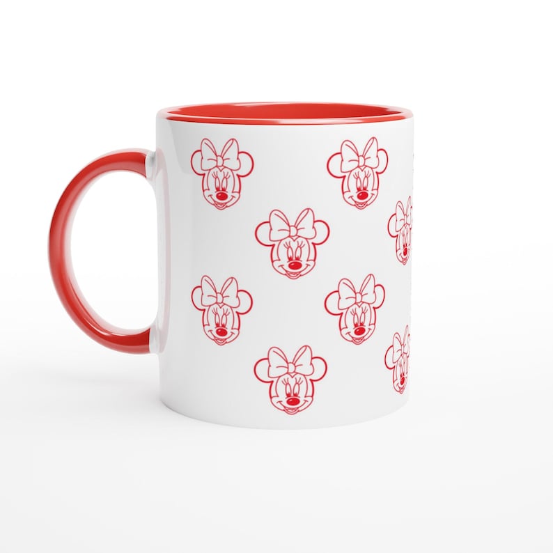 Minnie Mouse | White 11oz/325ml Ceramic Mug with Color Inside | Red afbeelding 1