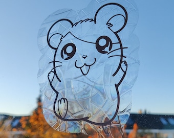 Naklejka na szybę Suncatcher wielokrotnego użytku Hamtaro - Hamtaro