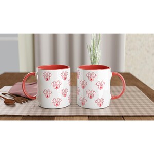 Minnie Mouse | White 11oz/325ml Ceramic Mug with Color Inside | Red afbeelding 2