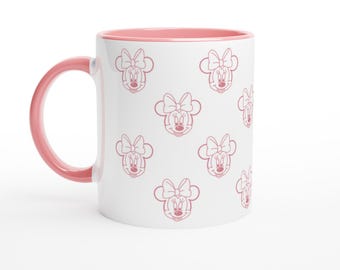 Minnie Mouse (Disney) | Tazza in ceramica bianca da 325 ml con interno colorato | Rosa