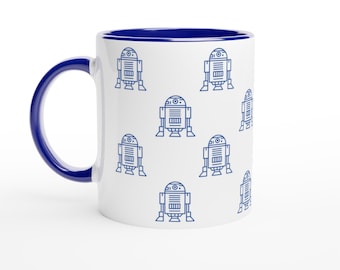 R2-D2 (Star Wars) | White 11oz/325ml Ceramic Mug with Color Inside | Blue