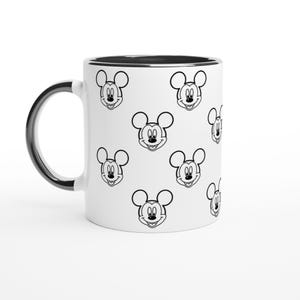 Topolino (Disney) | Tazza in ceramica bianca da 325 ml con interno colorato | Nero immagine 1