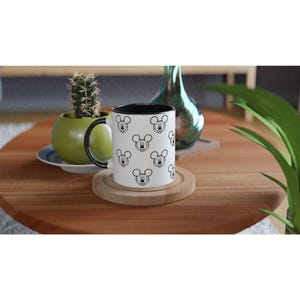 Topolino (Disney) | Tazza in ceramica bianca da 325 ml con interno colorato | Nero immagine 2
