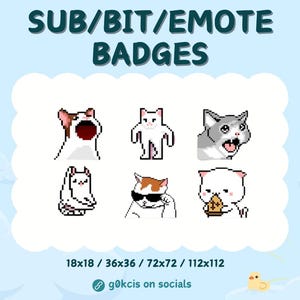 Twitch Sub / Bit / Emote Badges, Cat Memes Badges, Streamer, Twitch Emotes, Badges For Streamers, Sub Badges, Pixel Badges, Cat Badges