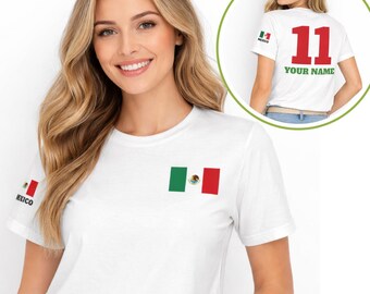 Personalisiertes Mexiko Fussball Trikot 2026, personalisiertes Mexiko Trikot mit Name & Nummer, WM USA Kanada Fan Tee