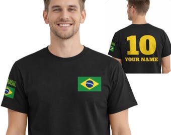 Camiseta personalizada da Seleção Brasileira de Futebol, estilo anos 2000, com nome nas costas, camisa de futebol do Brasil.