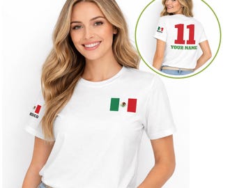 Camisa de Futebol Personalizada da Seleção Mexicana 2026, Camisa de Futebol do México Personalizada com Nome e Número, Camiseta de Torcedor da Copa do Mundo EUA Canadá