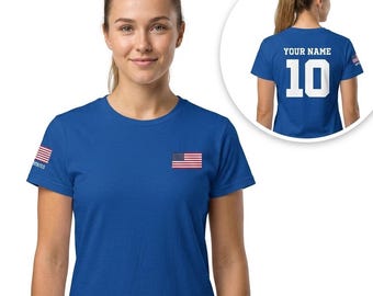 Camisa de Futebol dos EUA | Camisa de Futebol Personalizada com Nome e Número | Camiseta Personalizada para Fãs dos EUA