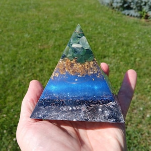 Jade Orgonite Pyramid, Healing Energy Gift, Healing Frequency, Health Care Gift, EMF Protector, Gift For New Home, Crystal Gift Protection