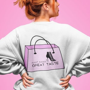 Plant Based with Great Taste Crewneck Sweatshirt | Vegan Sweatshirt | Vegetarian Sweater | Gift For Vegan | Funny Vegan | Powered By Plants