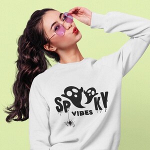 Spooky Vibes Sweatshirt | Halloween Sweatshirt | Gift For Halloween | Teacher Sweater | Ghost Sweatshirt | Halloween Mom Shirt