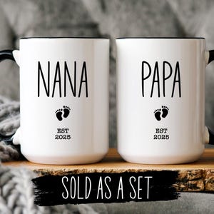 Pregnancy Announcement Gift, New Nana Gift, New Papa Gift, Baby Announcement, Baby Shower Gift, Pregnancy Reveal, New Grandparent Mug Set