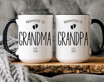 Pregnancy Announcement Grandparent Mugs, New grandma Mug, New Grandpa Mug, New Grandma Gift, New Grandpa Gift, Baby Announcement Gift