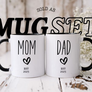 Pregnancy Announcement, New Mom and Dad Mug Set, Baby Shower Mug Gift, New Baby announcements gift, New Parents gift, New Mommy, New Daddy