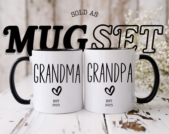 Baby Announcement Grandparent Mug Set - Perfect New Grandma & Grandpa Gift - Pregnancy Announcement Grandma Grandpa Mug Set Pregnancy Reveal