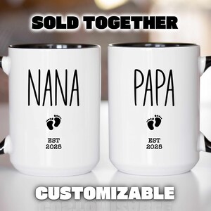 Pregnancy Announcement Gift, New Nana Gift, New Papa Gift, Baby Announcement, Baby Shower Gift, Pregnancy Reveal, New Grandparent Mug Set