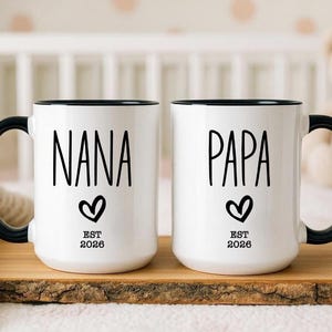 New Nana Papa Mug Set,Grandparent Mug Set,Pregnancy Announcement, New Nana Gift, New Papa Gift, Nana and Papa Mug Set, New Baby Announcement