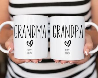 Baby Announcement Grandparent Mug Set - Perfect New Grandma & Grandpa Gift - Pregnancy Announcement Grandma Grandpa Mug Set Pregnancy Reveal