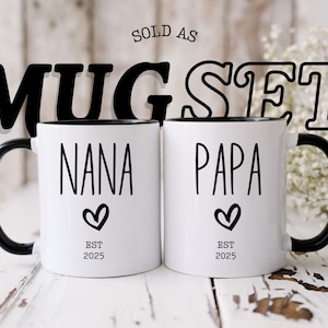 New Nana and Papa Mug Set, Pregnancy Announcement, Baby Shower Gift, New Baby announcements gift, New Grandparents gift, Pregnancy Reveal