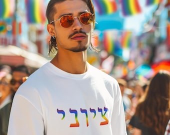 Zionistische LGBTQ+ Hebreeuwse regenboog-T-shirt | Zionistisch Gay Pride-shirt | Hebreeuws Pride-T-shirt | T-shirt Israël Pride | Joodse Gay Pride | Joodse LGBTQ+