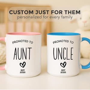 Aangepaste oom en tante mokset | Gepersonaliseerde tantemokken | Cadeau babyaankondiging | Tante en oom onthullen | Nieuw tante en oom cadeau
