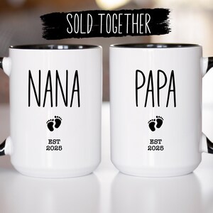 Pregnancy Announcement Gift, New Nana Gift, New Papa Gift, Baby Announcement, Baby Shower Gift, Pregnancy Reveal, New Grandparent Mug Set