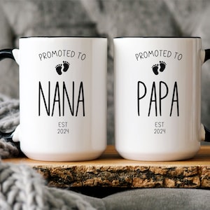 New Nana Papa Mug Set,Grandparent Mug Set,Pregnancy Announcement, New Nana Gift, New Papa Gift, Nana and Papa Mug Set, New Baby Announcement