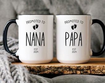 New Nana Papa Mug Set,Grandparent Mug Set,Pregnancy Announcement, New Nana Gift, New Papa Gift, Nana and Papa Mug Set, New Baby Announcement