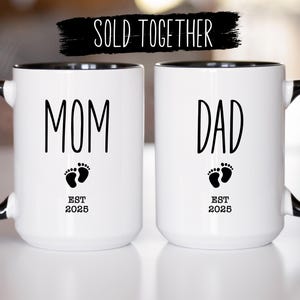 Pregnancy Announcement, New Mom and Dad Mug Set, Baby Shower Mug Gift, New Baby announcements gift, New Parents gift, New Mommy, New Daddy