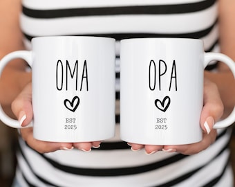 New Oma Opa Mug Set, Pregnancy Announcement, Baby Announcement New Oma Gift, New Opa Gift, New Oma Mug, New Opa Mug, Pregnancy Reveal,