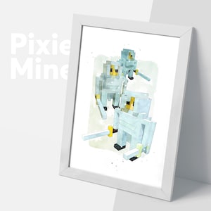 Gamer Fighter, Mine Game Print, Digital Download, Boys Room Poster, MineGame Fan Gift