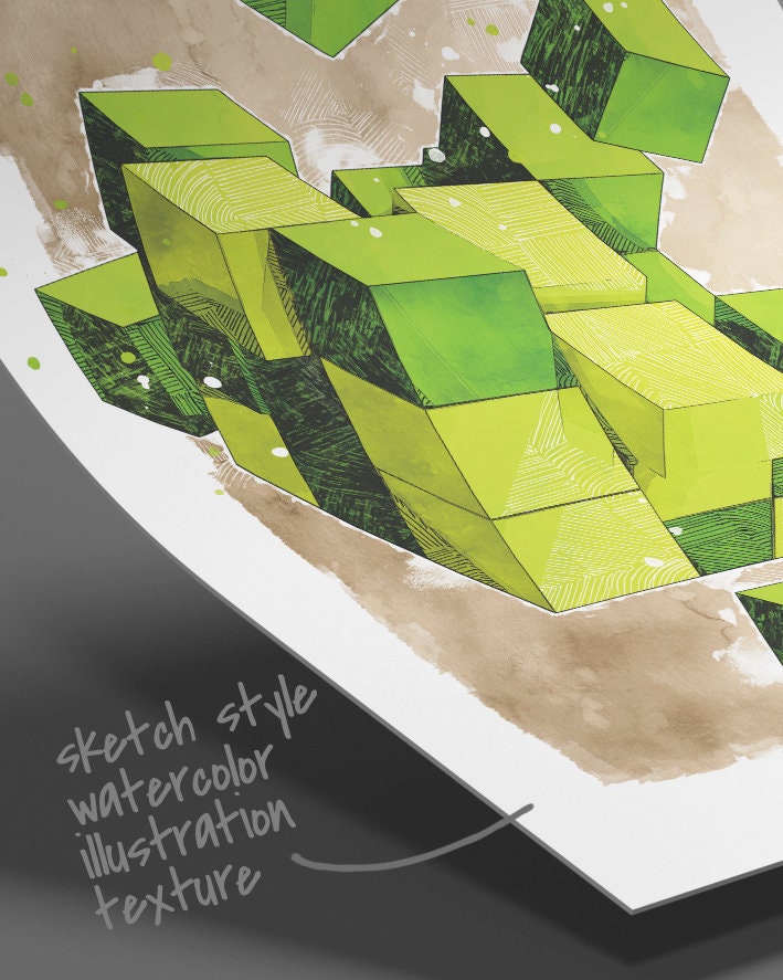 Cubic Poster Cubic Poster, Pixel Game Print, Digital Download, Cube Land Theme ...